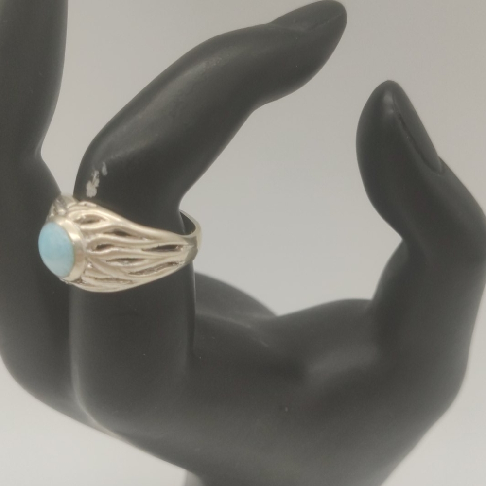 Beatiful Larimar Roots Silver 925 Ring - image 6